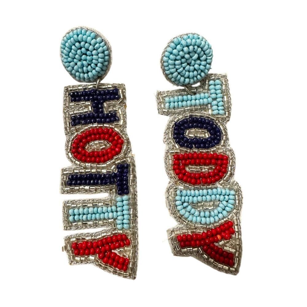 Hotty Toddy Beaded Gameday Earrings/College Beaded Earrings/Ole Miss Accessory